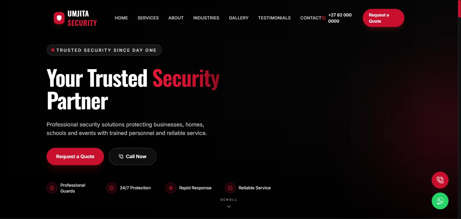 Umjita Security — Business Security Website screenshot